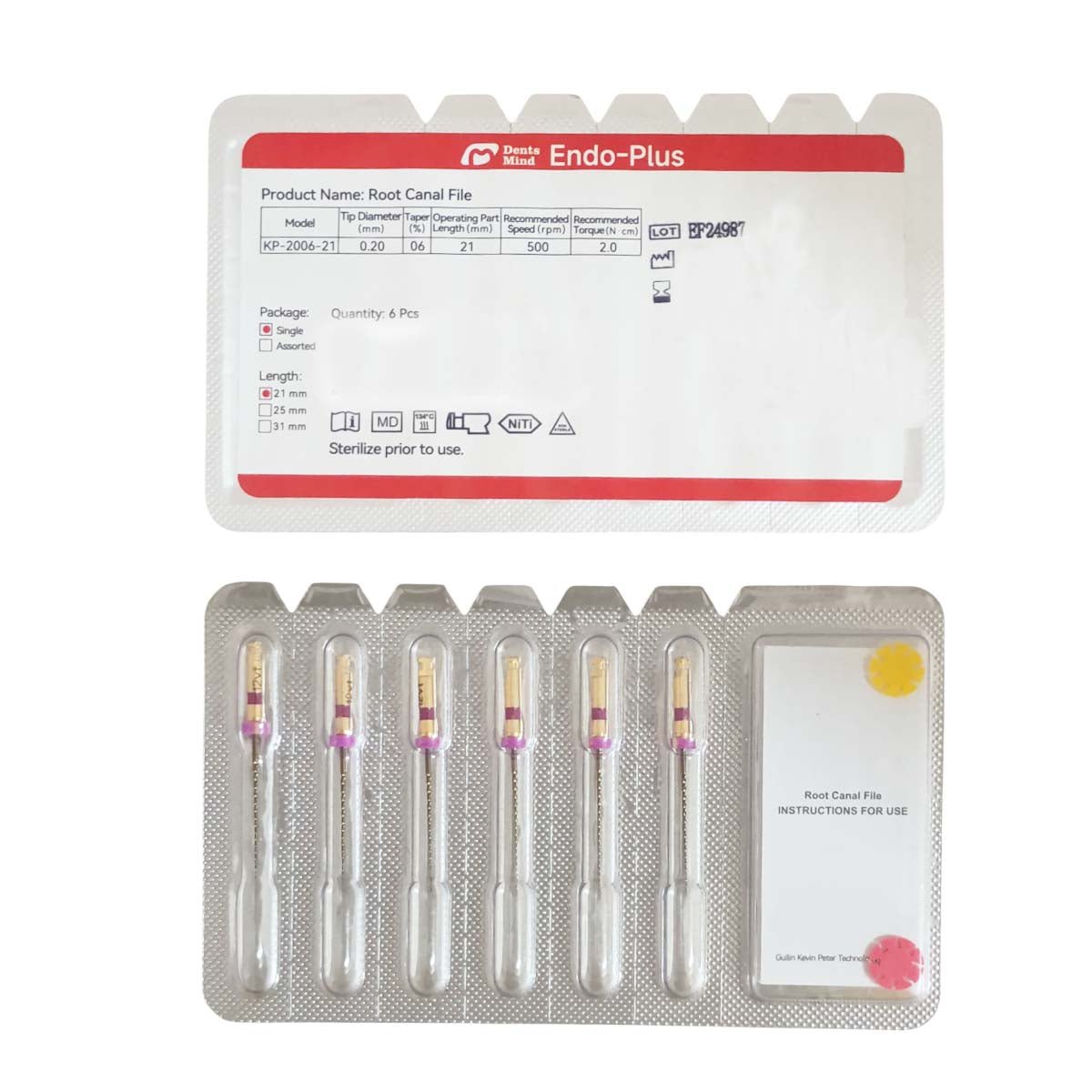 Woodpecker Endo Plus Heat Treated Gold Rotary Files - 21mm W3 Path 12/.vt