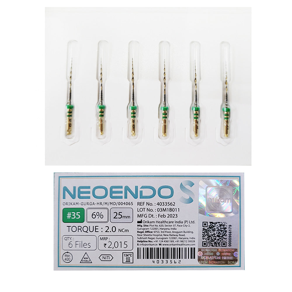 NeoEndo S Rotary Files 25mm (Pack of 6) - 6% #35