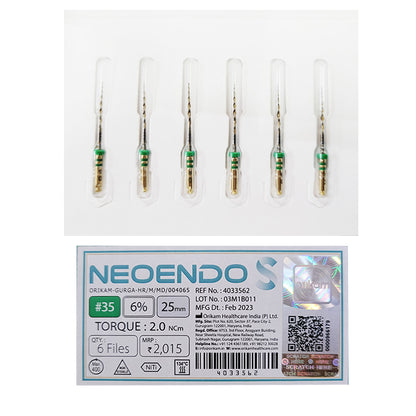 NeoEndo S Rotary Files 25mm (Pack of 6) - 6% #35