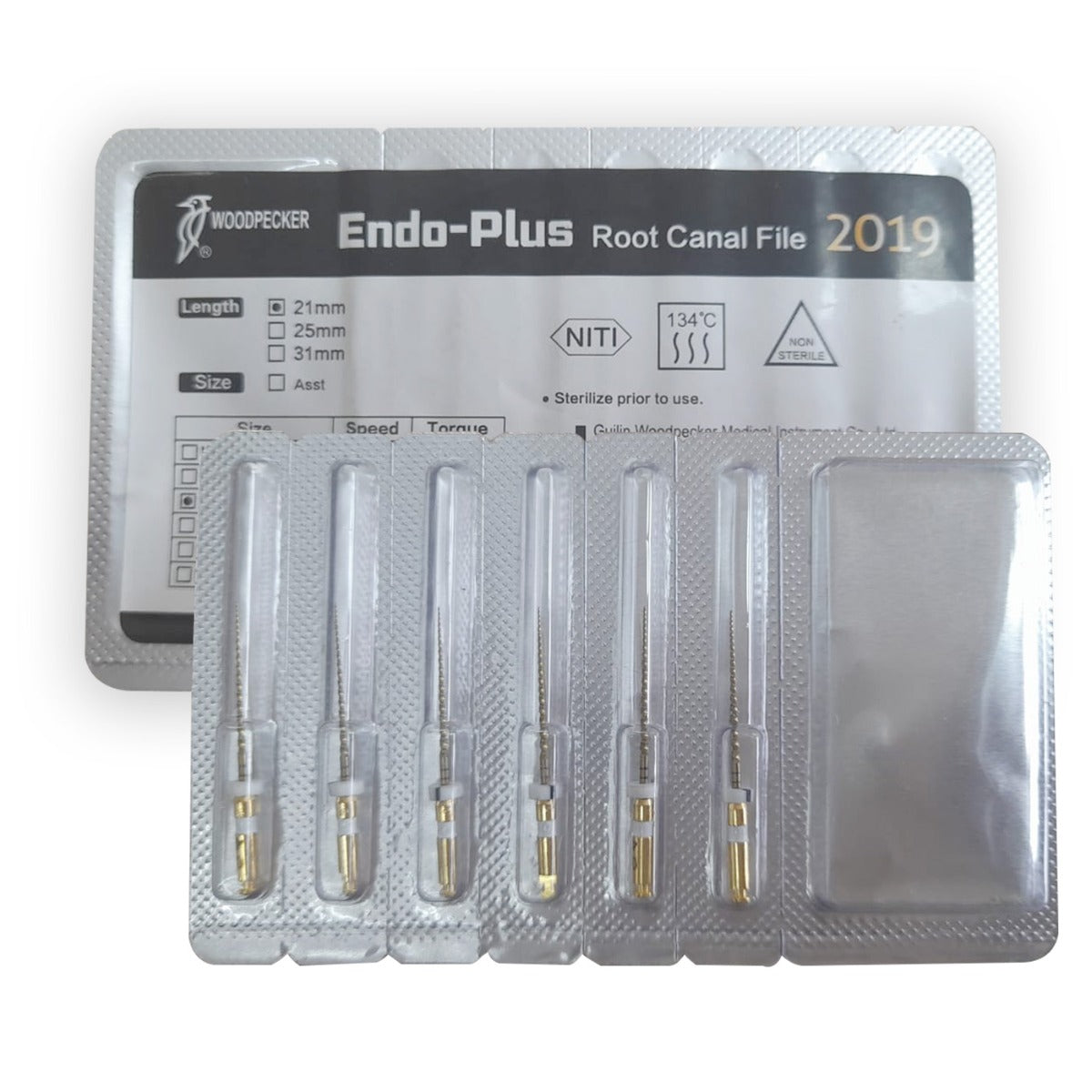 Woodpecker Endo Plus Heat Treated Gold Rotary Files - 21mm W1 17/0.04