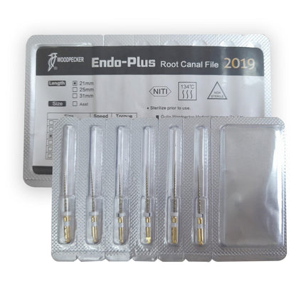 Woodpecker Endo Plus Heat Treated Gold Rotary Files - 21mm W1 17/0.04